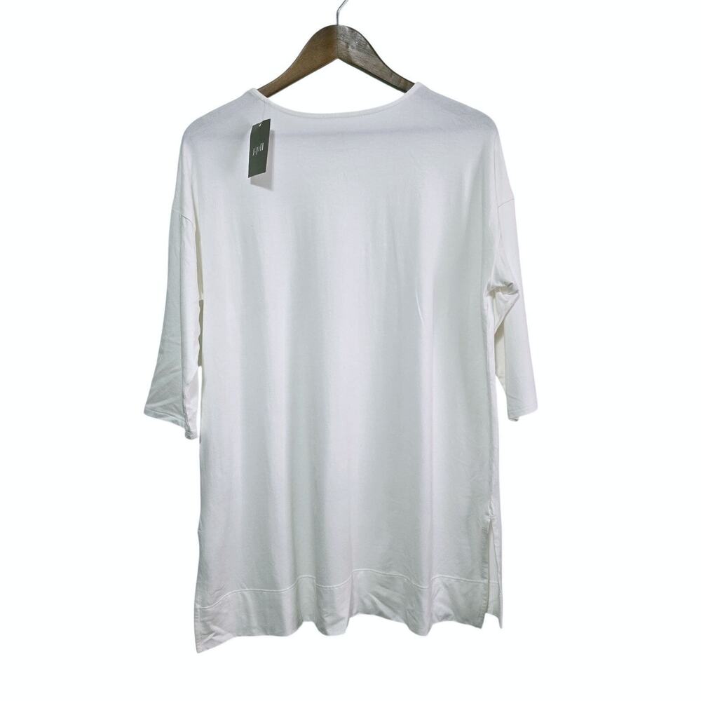 J. Jill Luxe Supima Tunic Top Women's Size M Ballet Sleeve White NWT Minimalist - Picture 3 of 10